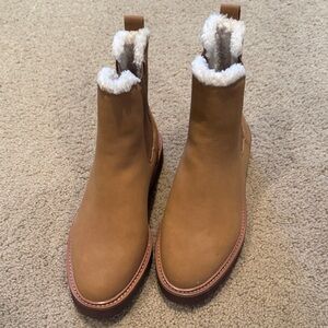 J. Crew Tan Winter Boots with White Lining